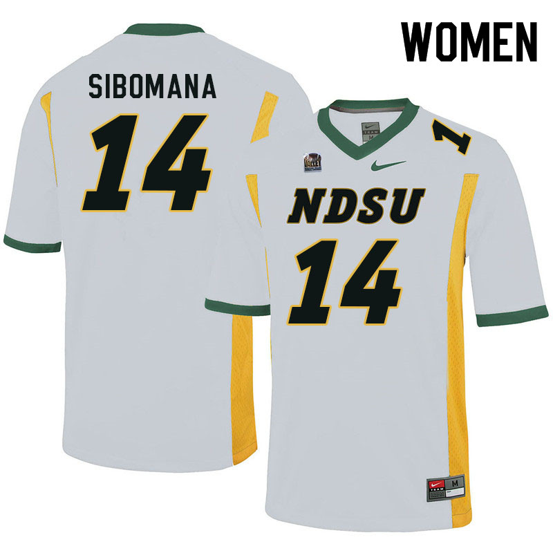 Women #14 Enock Sibomana North Dakota State Bison College Football Jerseys Sale-White - Click Image to Close